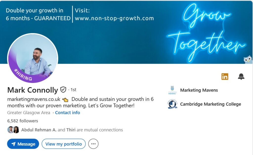 Mark Connolly, Managing Director of Marketing Mavens, has over 12 years of experience